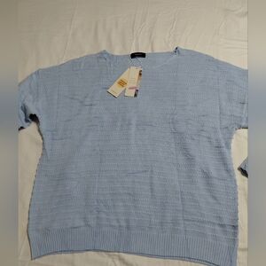 Women Light Blue Textured Sweater